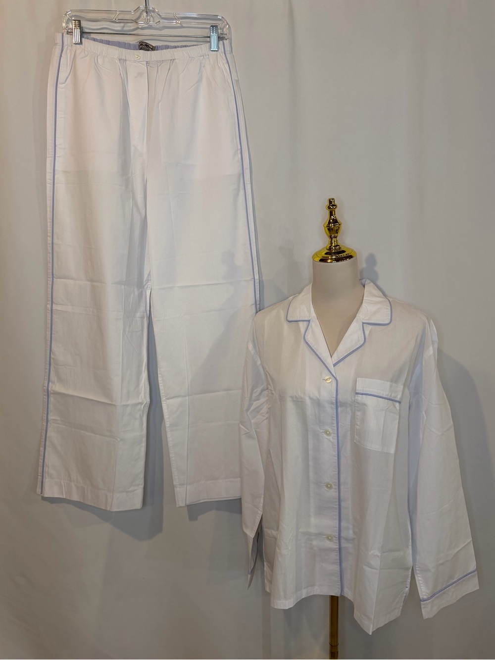 J.Crew Classic pajama pant set in end-on-end cotton in white - Picture 4 of 7